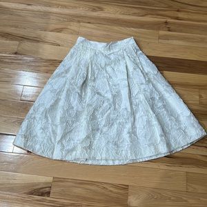 Floral White Flared Skirt